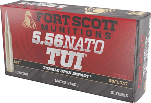 Picture of Fort Scott Munitions 556062Sbv1 Tumble Upon Impact (Tui)  5.56X45mmnato 62Gr Solid Brass Spun 20 Per Box/25 Case 556-062-SBV1