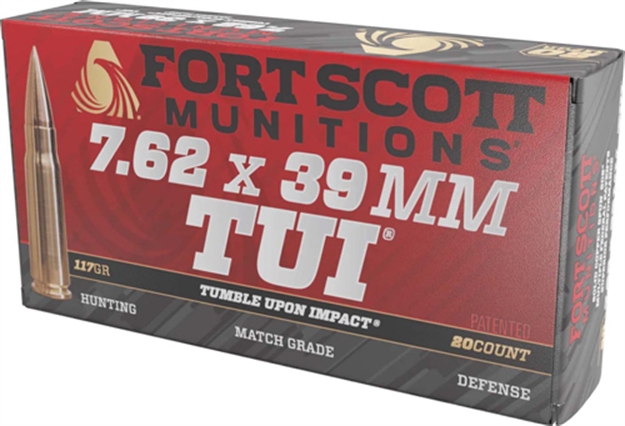 Picture of Fort Scott Munitions 762X39117scv Tumble Upon Impact (Tui) Rifle 7.62X39mm 117Gr Solid Copper Spun 20 Per Box/10 Case 762X39-117-SCV