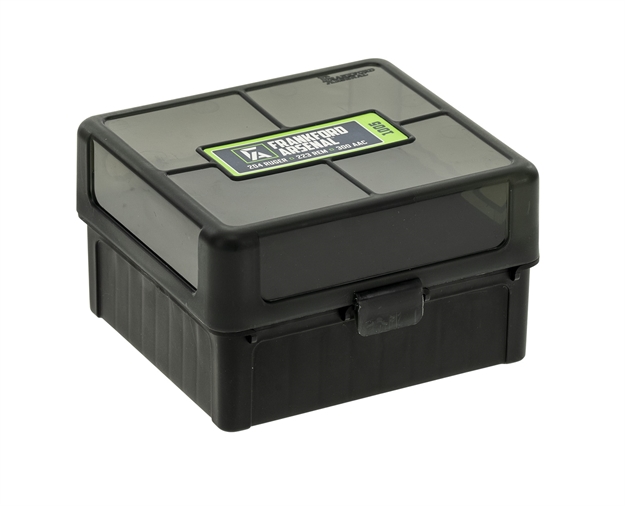 Picture of  Frankford Arsenal 1083799 Hinge-Top Ammo Box 204/223Cal/300Winmag Black Polymer 100Rd