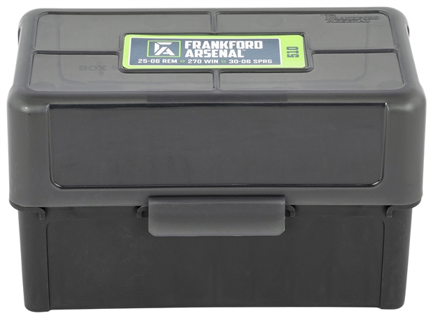 Picture of  Frankford Arsenal 1083790 Hinge-Top Ammo Box 270Win/280Cal/25-06Rem Black Polymer 50Rd