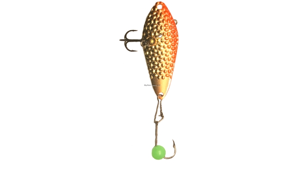 Picture of Freedom Hammered Minnow Spoon/ Beaded Hook. Includes 2 Extra Beaded Hooks. 1/8Oz , Gold/ Orange Glow
