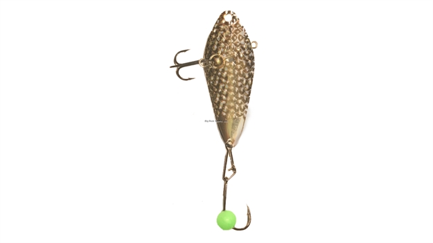 Picture of Freedom Hammered Minnow Spoon/ Beaded Hook. Includes 2 Extra Beaded Hooks. 1/8Oz , Gold