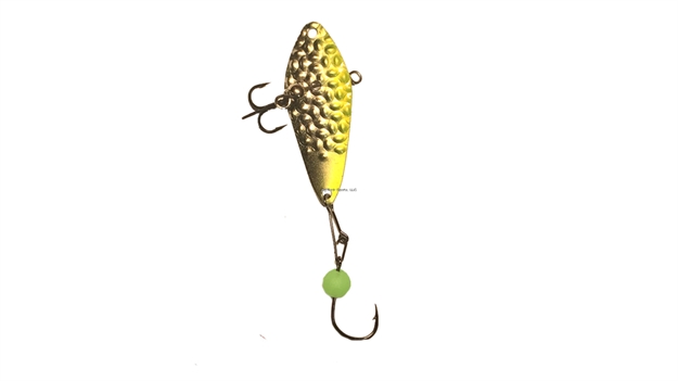 Picture of Freedom Hammered Minnow Spoon/ Beaded Hook. Includes 2 Extra Beaded Hooks. 1/8Oz , Sil/Chart Glow