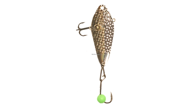 Picture of Freedom Hammered Minnow Spoon/ Beaded Hook. Includes 2 Extra Beaded Hooks. 1/8Oz , Silver/Gold