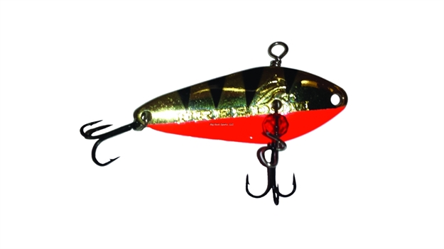 Picture of Freedom Minnow Spoon Vertical Jig, 1 1/2", 3/32 Oz, Orange Tiger With Red Glass Bead