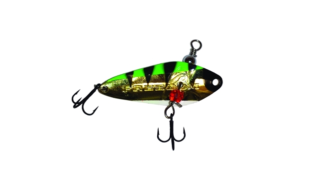 Picture of Freedom Minnow Spoon Vertical Jig, 1 1/2", 3/32 Oz, Perch Glow With Orange Glass Bead