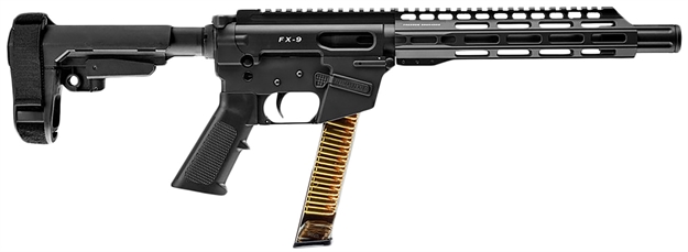 Picture of  Freedom Ordnance Fx9p10s Fx-9  9Mm Luger 31+1 10" Black Nitride Steel Barrel, M-Lok Handguards, Black Anodized Aluminum Picatinny Rail Receiver, Black Sba3 Brace, Ar15 Grips, Right Hand 856169007417