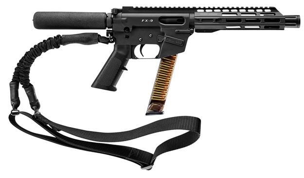 Picture of Freedom Ordnance Fx9p8t Fx-9  9Mm Luger 32+1 8", Black, M-Lok Handguard, Padded Buffer Tube, A2 Grip, 3" Faux Suppressor, Includes Sling FX9P8-T 856169007400