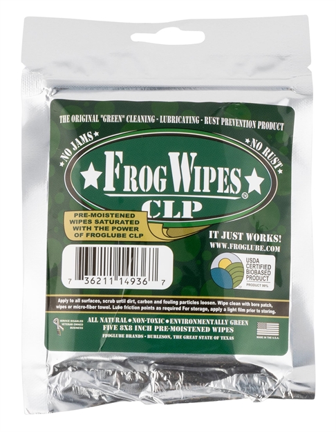 Picture of  Froglube 14936 Frogwipes  Cleans, Lubricates, Prevents Rust & Corrosion Wipes 5 Pack