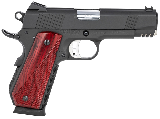 Picture of  Fusion Firearms 1911Riptidec9mm 1911 Freedom Riptide C 9Mm Luger 4.25" 8+1, Black, Beavertail Frame, Serrated Slide, Red Cocobolo Grip, 70 Series Design