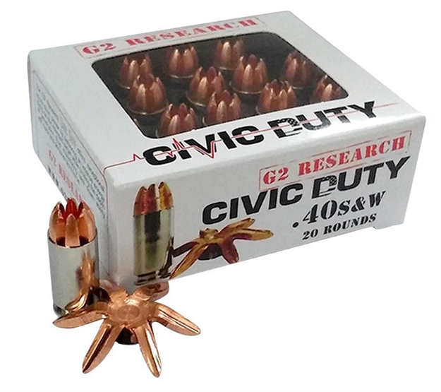 Picture of  G2 Research G00620 Civic Duty  40S&W 122Gr Copper Expansion Projectile 20 Per Box/25 Case