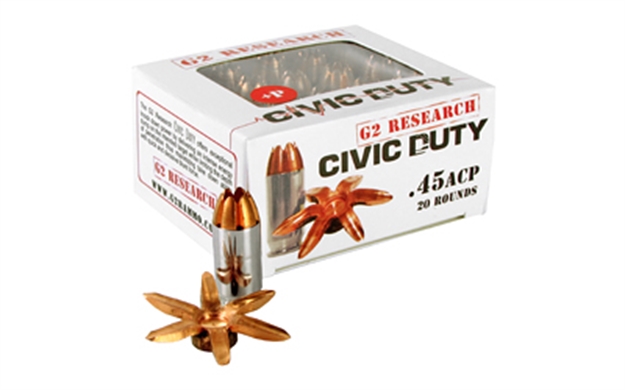 Picture of  G2 Research G00617 Civic Duty  45 Acp +P 168 GR Copper Expansion Projectile 20 Per Box/ 25 Case 851412006179