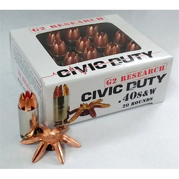 Picture of  G2 Research G00620 Civic Duty  40S&W 122Gr Copper Expansion Projectile 20 Per Box/25 Case 851412006209