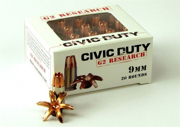 Picture of G2 Research Civic Duty 9Mm 100Gr. R.I.P. Ammo - Box OF 20 Rounds