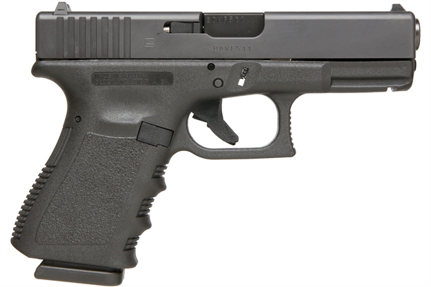 Picture of  Glock Pi2350203 G23 Gen3 Compact 40 S&W 13+1 4.02" Black Steel Barrel, Matte Black Serrated Slide, Black Polymer Frame W/Picatinny Rail, Black Textured Finger Grooved Polymer Grip, Right Hand 764503502231