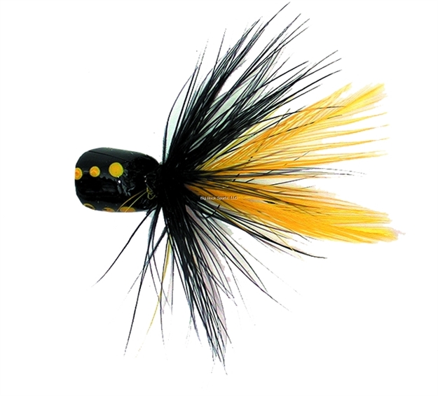 Picture of Gaines Gnat Popper, SZ 12 Hook, Black/Yellow Dot