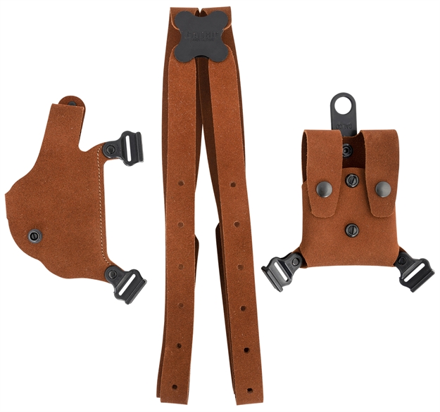 Picture of  Galco Cl2224 Classic Lite 2.0 Shoulder System Fits Chest UP TO 56", Natural Leather, Compatible W/Glock 17/19/Glock 22 Gen2-5, Right Hand *Worn, Missing Mag Carrier