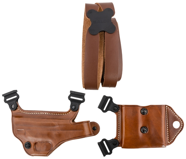Picture of  Galco Mcii653 Miami Classic II Shoulder System Size Fits Chest UP TO 56" Tan Leather Compatible W/S&W M&P Shield/Glock 43/43X/Springfield Hellcat Pro Left Hand