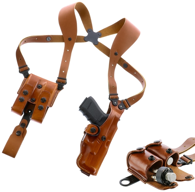 Picture of  Galco Vhs4212 Vhs 4.0 Shoulder System Size Fits Chest UP TO 56" Tan Leather Harness Fits 1911 Fits 5" Barrel Ambidextrous
