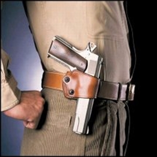 Picture of  Galco Yaq202 Yaqui  Owb Tan Leather Compatible W/S&W M&P Shield/Glock 17 Gen1-5/Walther Ccp Fits 3-3.30" Barrel Paddle Mount Right Hand