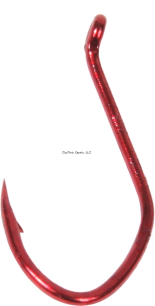 Picture of Gamakatsu Big River Bait Hook, Size 6, Needle Point, Wide Gap, Offset, All Purpose, UP Eye, Red, 10 Per Pack