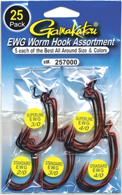 Picture of Gamakatsu Ewg Worm Assortment 2/0-4/0 25 Per Pack 257000