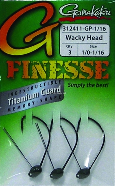 Picture of Gamakatsu G Finesse Jig Head Wacky,, 1/16 Oz, 1/0 Hook, Green Pumpkin, 3/Pack