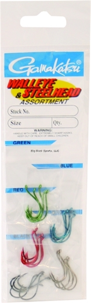 Picture of Gamakatsu Hook Assortment, Size 8, Needle Point, Octopus, Assorted, 25 Per Pack