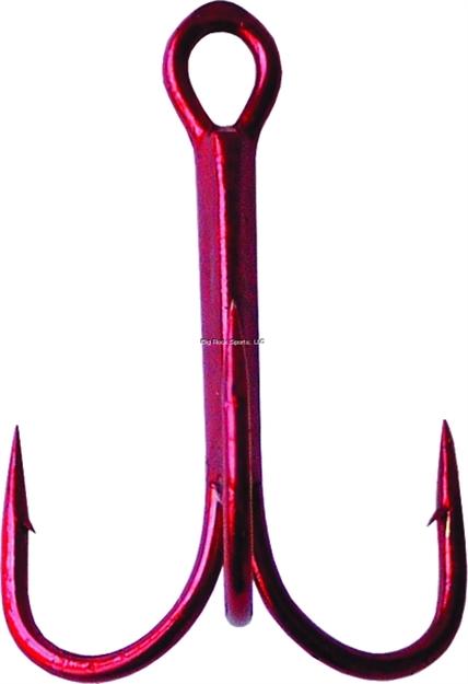 Picture of Gamakatsu Magic Eye Treble 23 Hook, Size 2/0, Needle Point, Round Bend, 2X Strong Heavy Wire, Red, 4 Per Pack