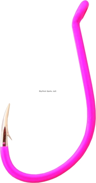 Picture of Gamakatsu Octopus Hook, Size 2, Barbed, Needle Point, Ringed Eye, Fluorescent Pink, 6 Per Pack