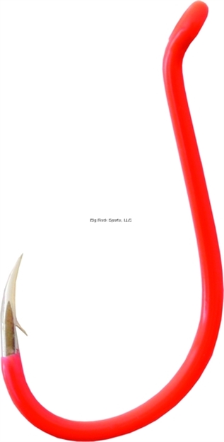Picture of Gamakatsu Octopus Hook, Size 6, Barbed, Needle Point, Ringed Eye, Fluorescent Red, 7 Per Pack