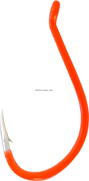 Picture of Gamakatsu Octopus Hook, Size 8, Barbed, Needle Point, Ringed Eye, Fluorescent Orange, 7 Per Pack