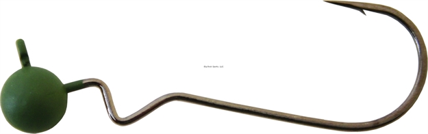 Picture of Gamakatsu Skip Gap Jig Head, Size 3/0, 3/16 Oz, Needle Point, Worm, Ringed Eye, Pumpkin Green, 4 Per Pack