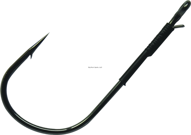 Picture of Gamakatsu Super Heavy Cover Worm Hook With Wire Keeper, Size 5/0, Needle Point, Heavy Wire, Worm, Welded Eye, NS Black, 4 Per Pack
