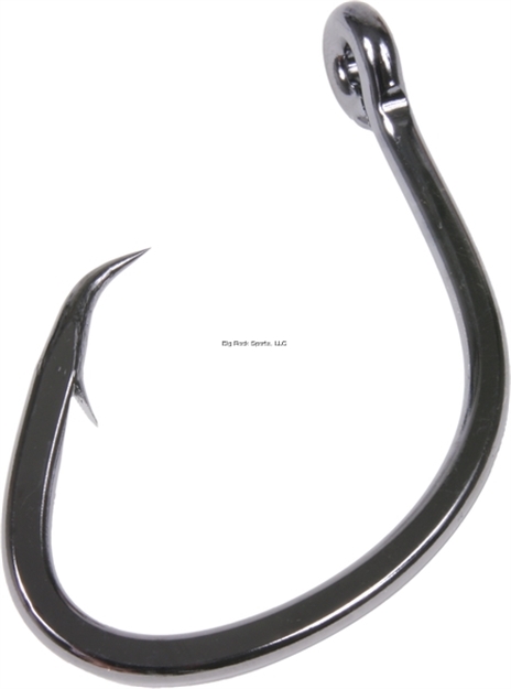 Picture of Gamakatsu Super Nautilus Circle Hook, Size 10/0, Needle Point, Heavy Wire, Offset, Ringed Eye, NS Black, 3 Per Pack