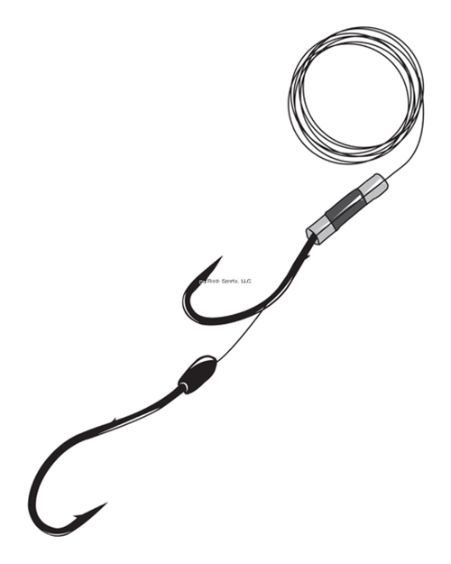 Picture of Gamakatsu Walleye LG Two Hook Rig, Size 6, Needle Point, Wide Gap, Light Wire, Octopus, NS Black, 5 Per Pack