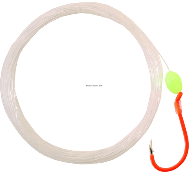 Picture of Gamakatsu Walleye Snelled Hook With Glowbead, Size 2, Needle Point, Octopus, Fluorescent Orange, 5 Per Pack