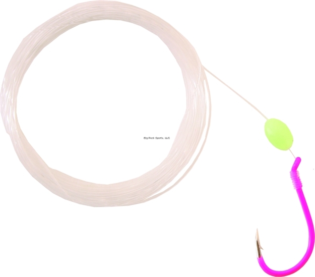 Picture of Gamakatsu Walleye Snelled Hook With Glowbead, Size 4, Needle Point, Octopus, Fluorescent Pink, 5 Per Pack