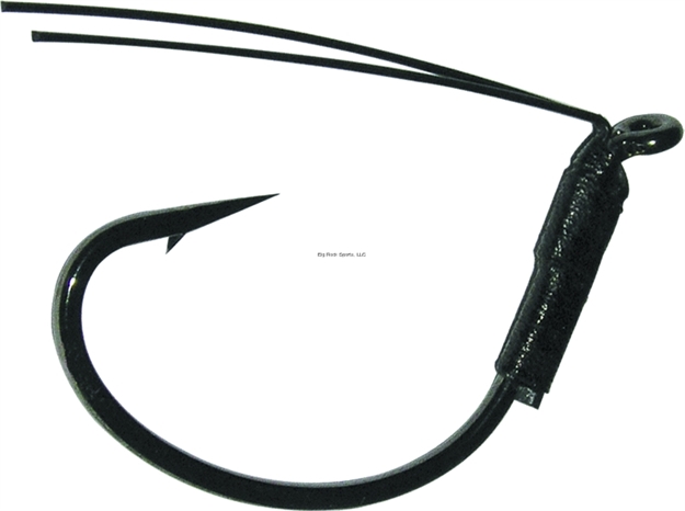 Picture of Gamakatsu Wicked Wacky Hook, Size 3/0, Hand Tied Weedguard, Needle Point, Ringed Eye, NS Black, 3 Per Pack