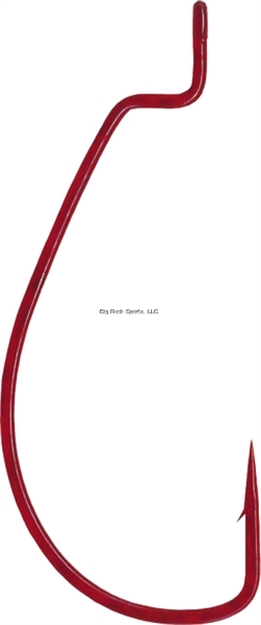 Picture of Gamakatsu Worm Hook, Size 1/0, Needle Point, Extra Wide Gap, Offset, Ringed Eye, Red, 6 Per Pack