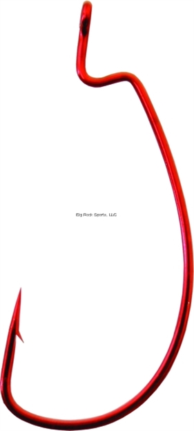 Picture of Gamakatsu Worm Hook, Size 2/0, Needle Point, Extra Wide Gap, Offset, Ringed Eye, Red, 6 Per Pack