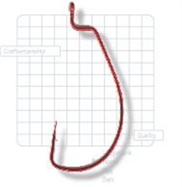 Picture of Gamakatsu Worm Hook, Size 3/0, Needle Point, Offset Shank, Extra Wide Gap, Ringed Eye, NS Black, 5 Per Pack