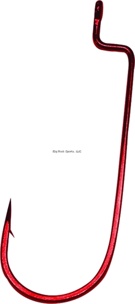 Picture of Gamakatsu Worm Hook, Size 3/0, Needle Point, Round Bend, Offset, Ringed Eye, Red, 5 Per Pack