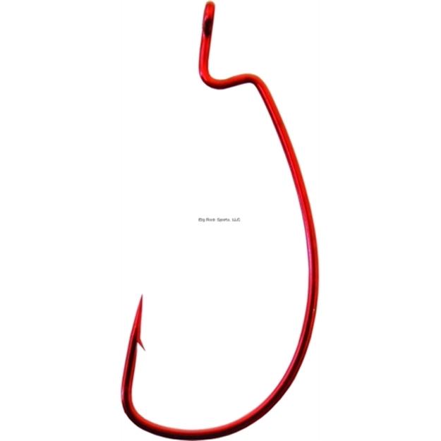Picture of Gamakatsu Worm Hook, Size 4/0, Needle Point, Extra Wide Gap, Offset, Ringed Eye, Red, 25 Per Pack