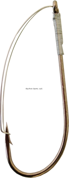 Picture of Gamakatsu Worm Hook With Wire Weed Guard, Size 2/0, Needle Point, Ringed Eye, Bronze, 4 Per Pack