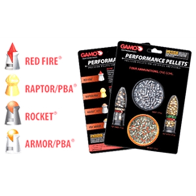Picture of Gamo Combo Pack 950 Assorted .22 Cal High Performance Airgun Pellets, 225 EA Platinum Pba, Rocket, Armor, Raptor 63209285554 793676041452