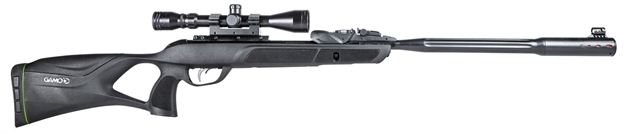 Picture of  Gamo 611006335554 Swarm Fusion 10X Gen 3 Gas Piston 22 10Rd Shot Black Black Fluted Steel Barrel Black Receiver Black All Weather Lightweight Thumbhole Stock Scope 3-9X40mm