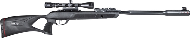 Picture of  Gamo 6110063354 Swarm Fusion 10X Gen 3 Gas Piston 177 10Rd Shot Black Black Fluted Steel Barrel Black Receiver Black All Weather Lightweight Thumbhole Stock Scope 3-9X40mm 793676090368