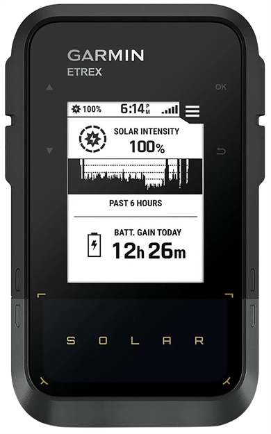 Picture of  Garmin 0100278200 Etrex Solar Gps/Smart Features, 28Mb Memory Black 2.20" Transflective/Monochrome Display, Compatible W/Garmin Explore App