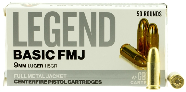 Picture of Gbw Cartridge Lb9mma Legend 9Mm Luger 115 GR Full Metal Jacket 50 Bx/ 10 CS